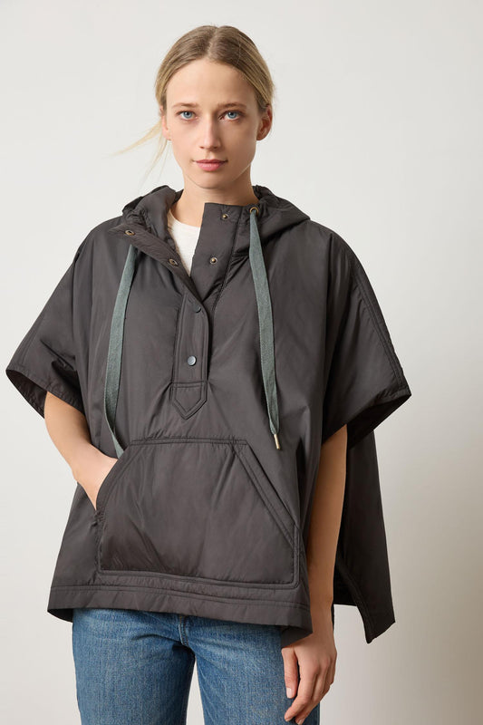 Hooded Poncho in color Black Image A1