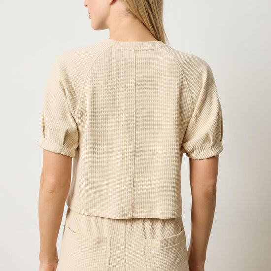 Pleated Sleeve Top Womens Top Muslin A2