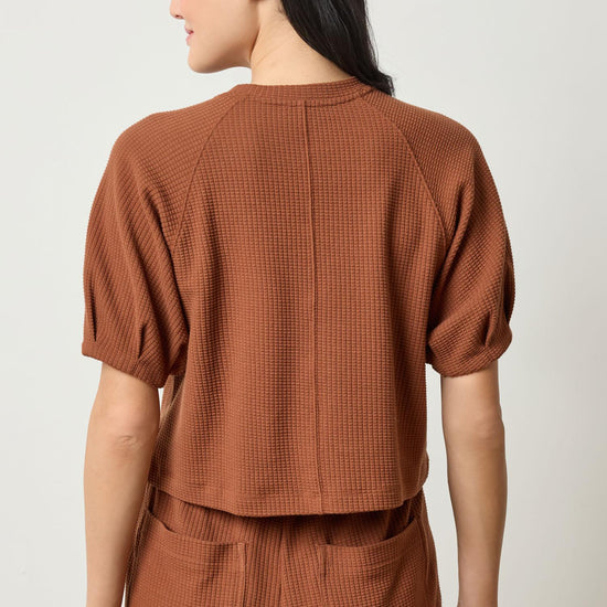 Pleated Sleeve Top Womens Top Praline A2
