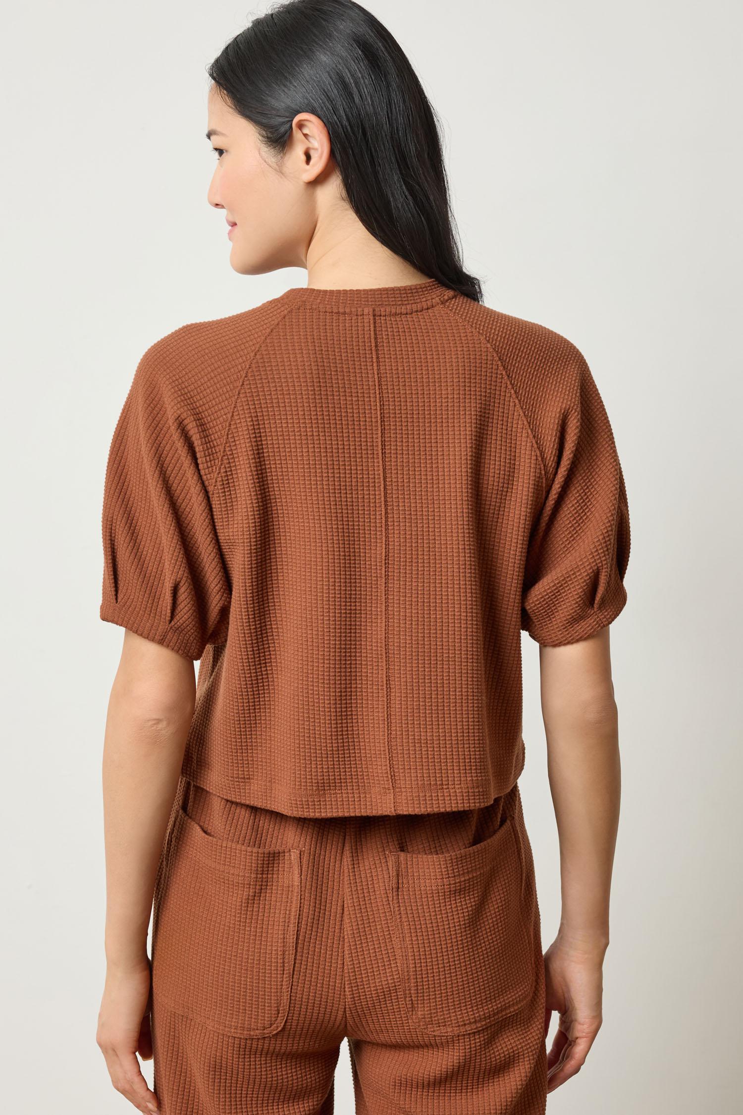Pleated Sleeve Top Womens Top Praline A2