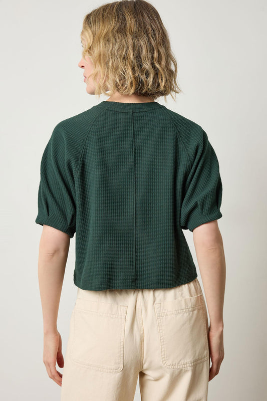 Pleated Sleeve Top in color Spruce Image A2