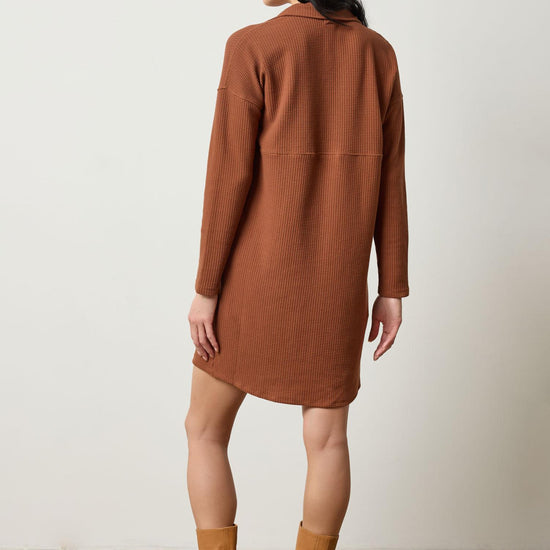 Split Neck Collared Dress Womens Dress Praline A2