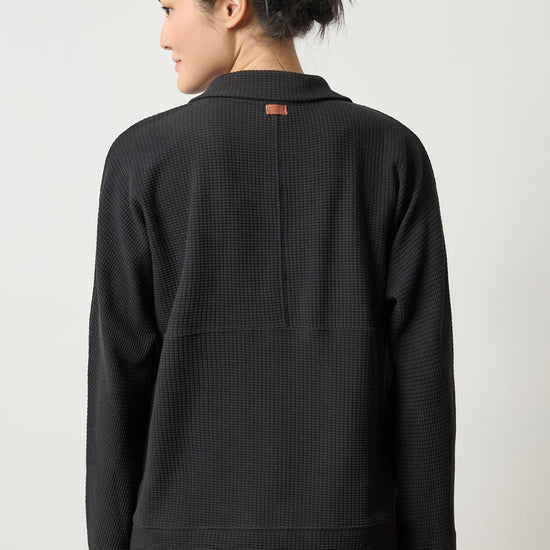 Dolman Half Zip Womens Top Black A2