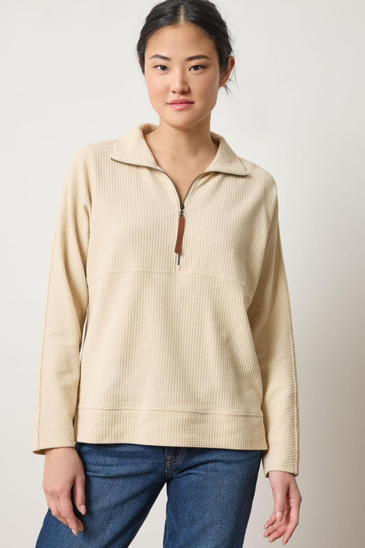 Dolman Half Zip Womens Top Muslin A1