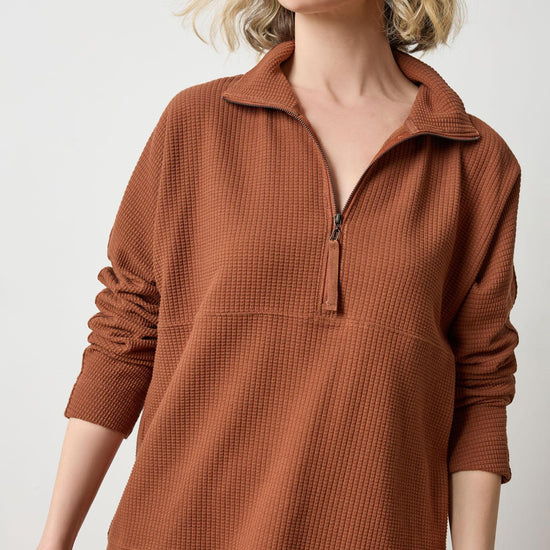 Dolman Half Zip Womens Top Praline A1
