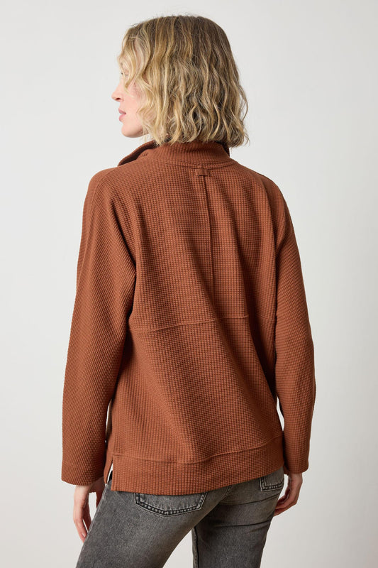 Dolman Half Zip Womens Top Praline A2