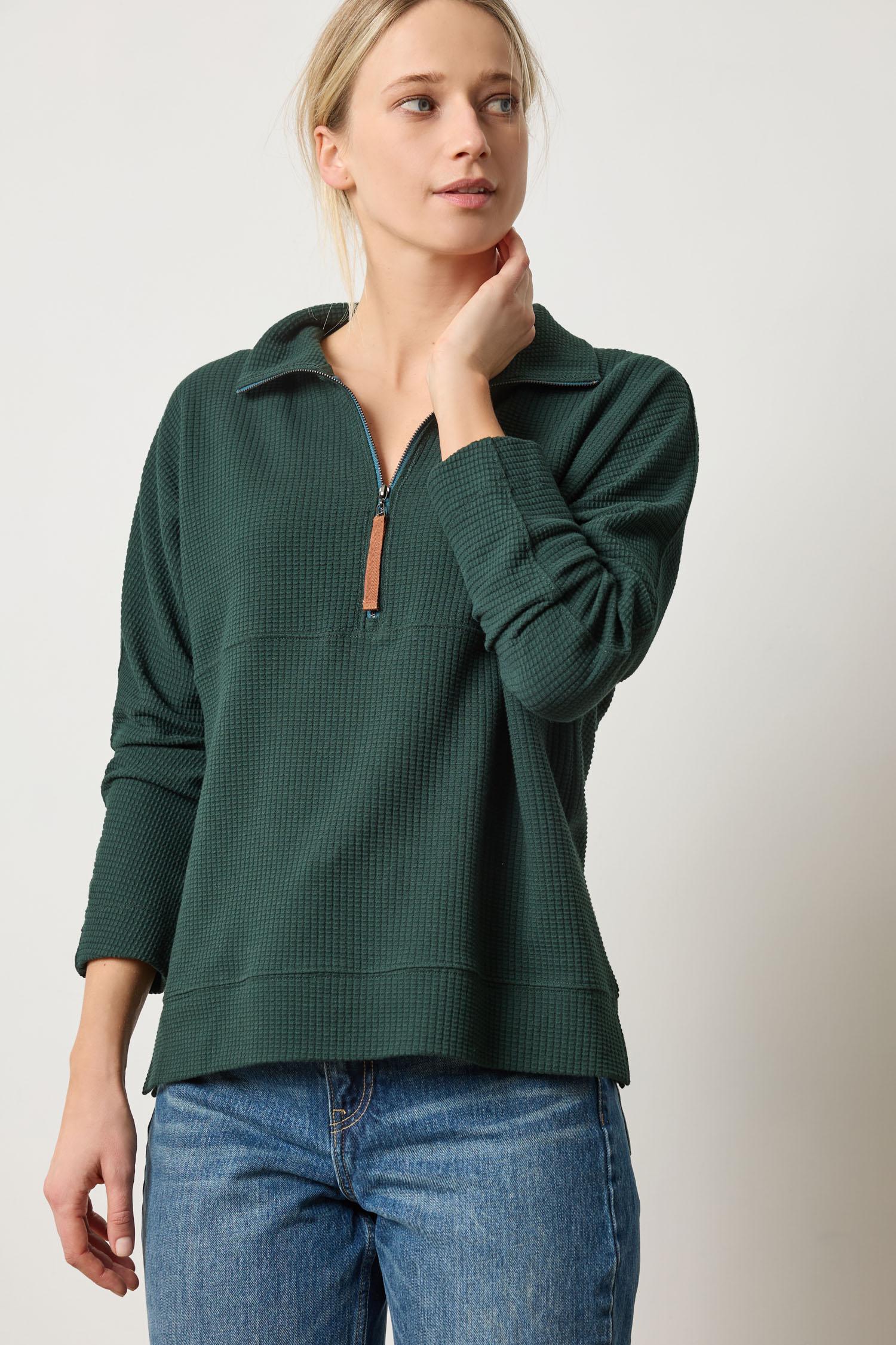 Dolman Half Zip Womens Top Spruce A1