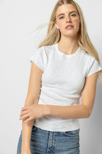 Elbow Sleeve Boatneck Womens Top White A2