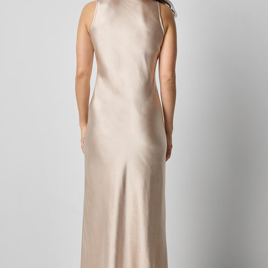 Satin Bias Maxi Dress in color Angora Image A2