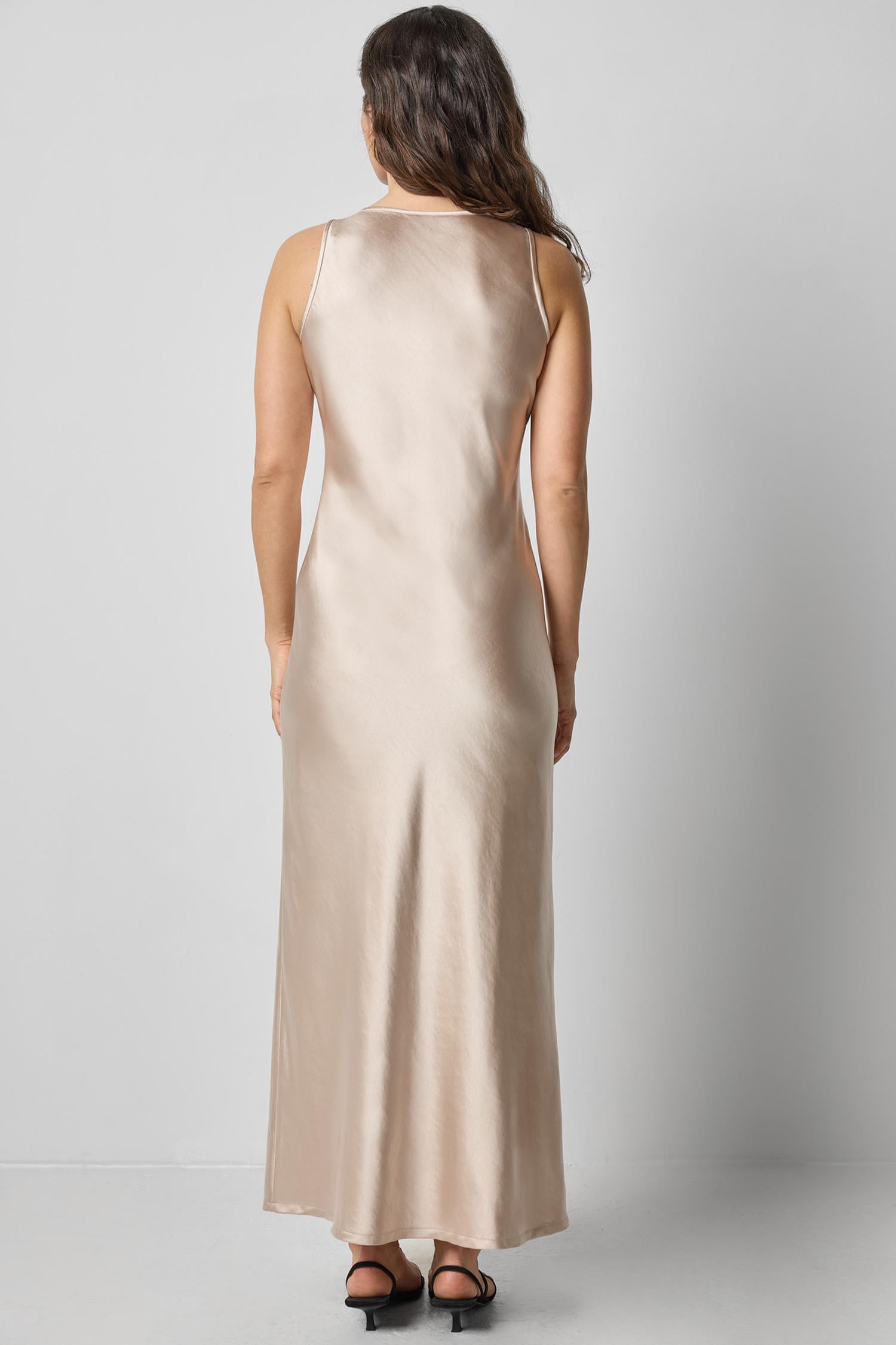 Satin Bias Maxi Dress in color Angora Image A2