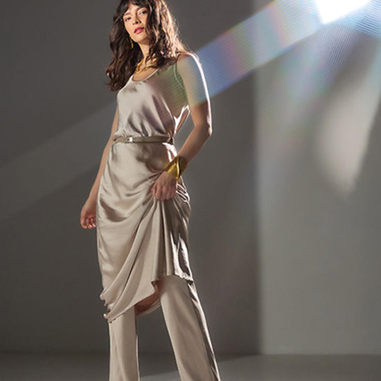 Satin Bias Maxi Dress in color Angora Image C0