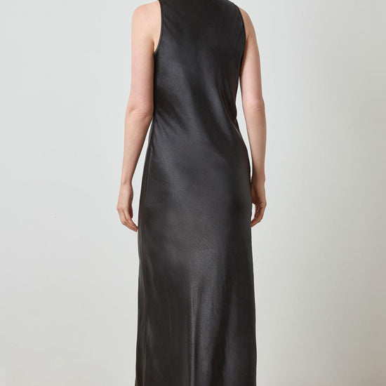 Satin Bias Maxi Dress in color Black Image A2