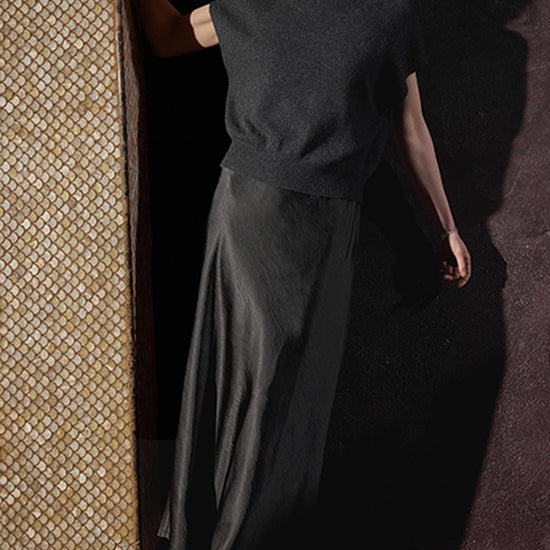 Satin Bias Maxi Dress in color Black Image C0