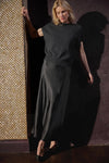 Satin Bias Maxi Dress Womens Dress Black C0