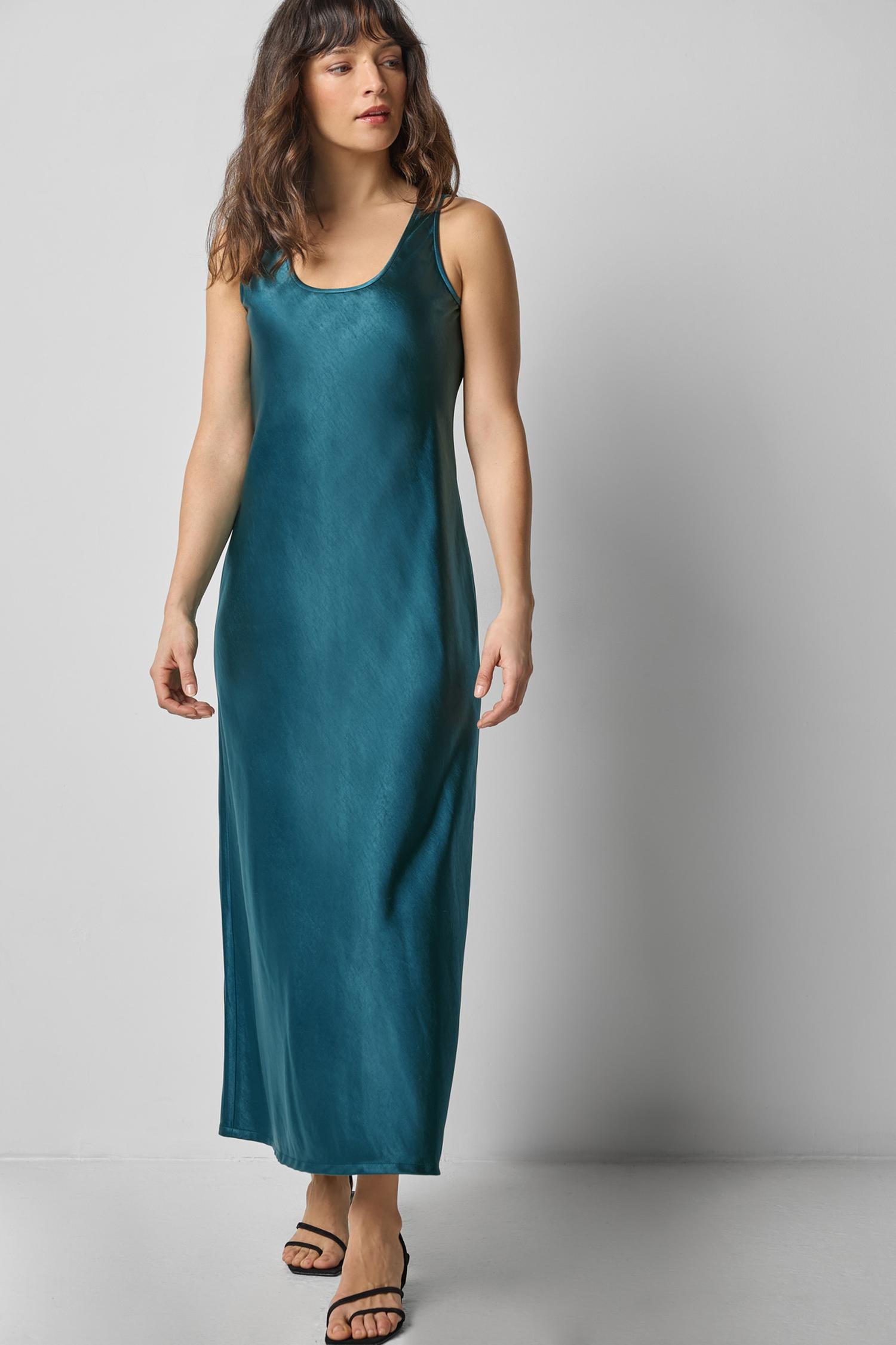 Satin Bias Maxi Dress in color Neptune Image A1