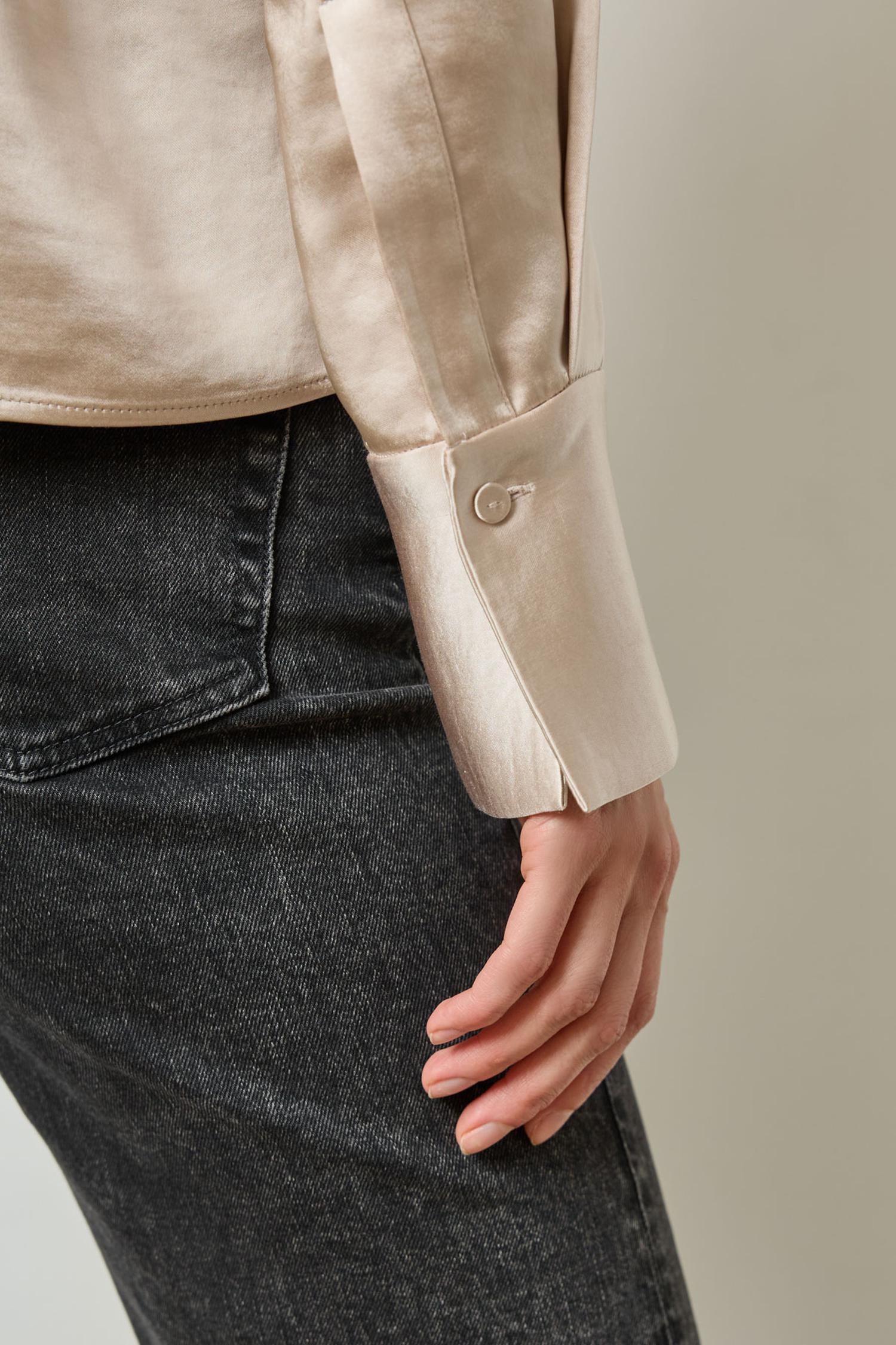 Satin Button Down in color Angora Image A4