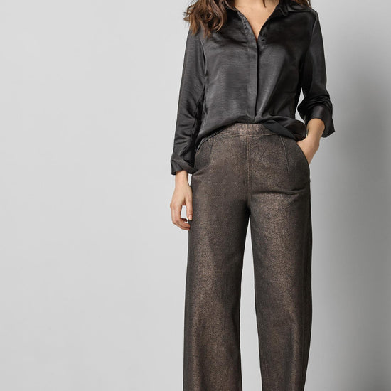 Satin Button Down in color Black Image A0