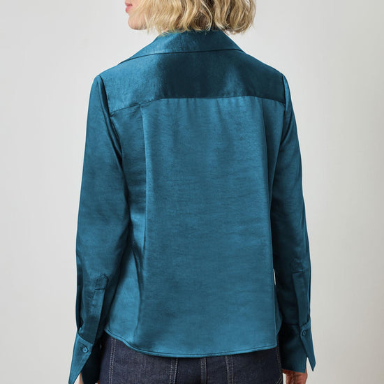 Satin Button Down in color Neptune Image A2
