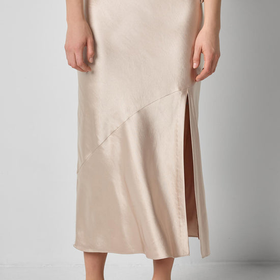 Satin Slit Front Skirt Womens Skirt Angora A1