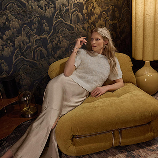 Satin Slit Front Skirt in color Angora Image C0