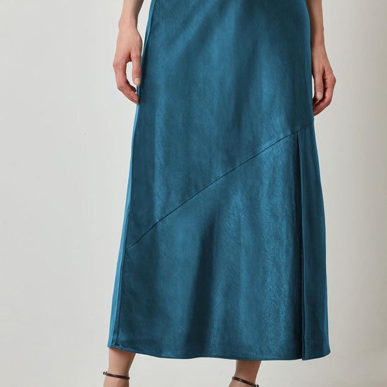 Satin Slit Front Skirt in color Neptune Image A1