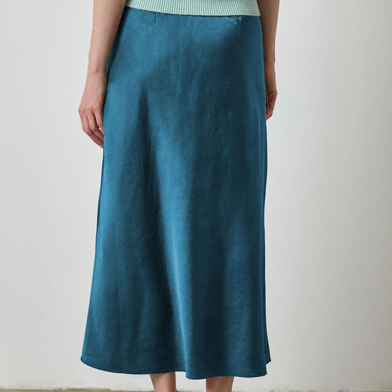 Satin Slit Front Skirt in color Neptune Image A2