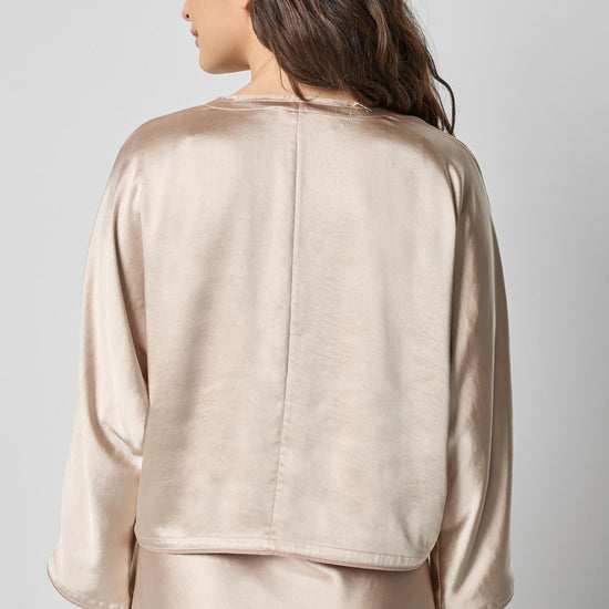 Satin V-Neck Dolman in color Angora Image A2