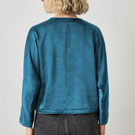 Satin V-Neck Dolman in color Neptune Image A2