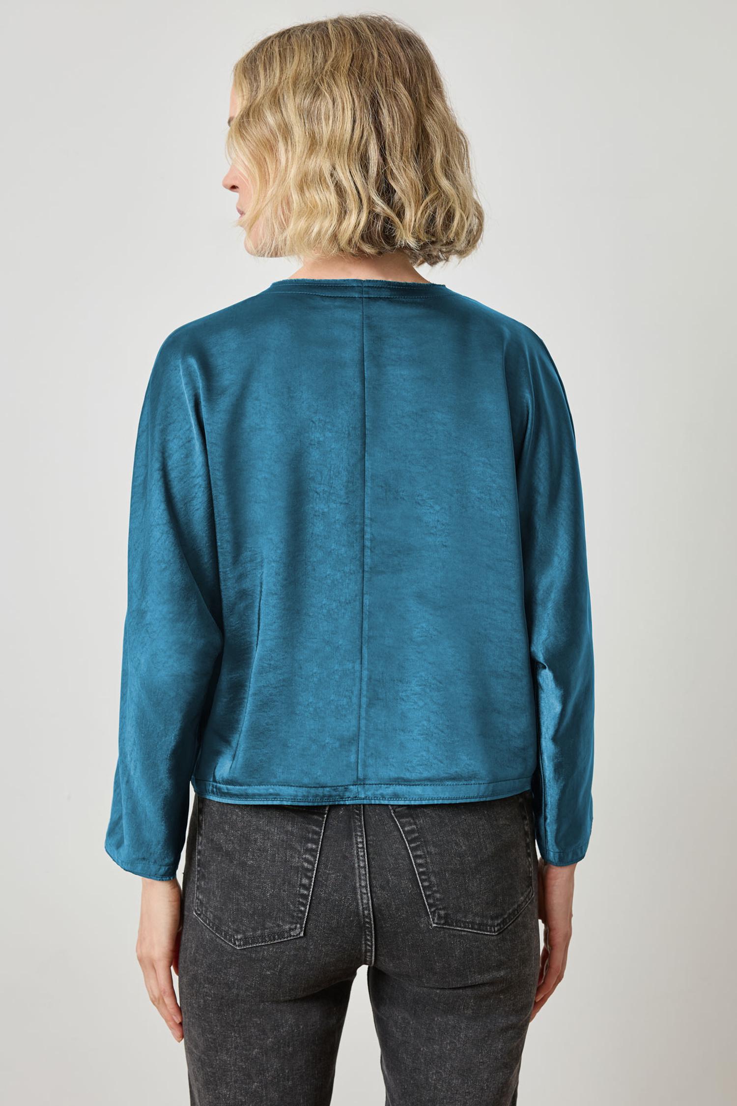 Satin V-Neck Dolman in color Neptune Image A2