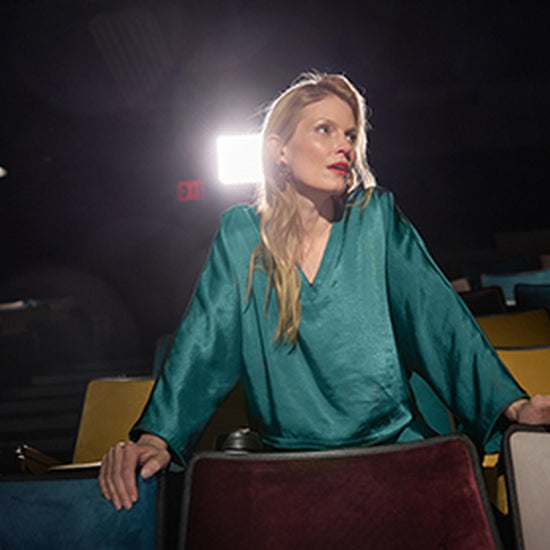 Satin V-Neck Dolman in color Neptune Image C0