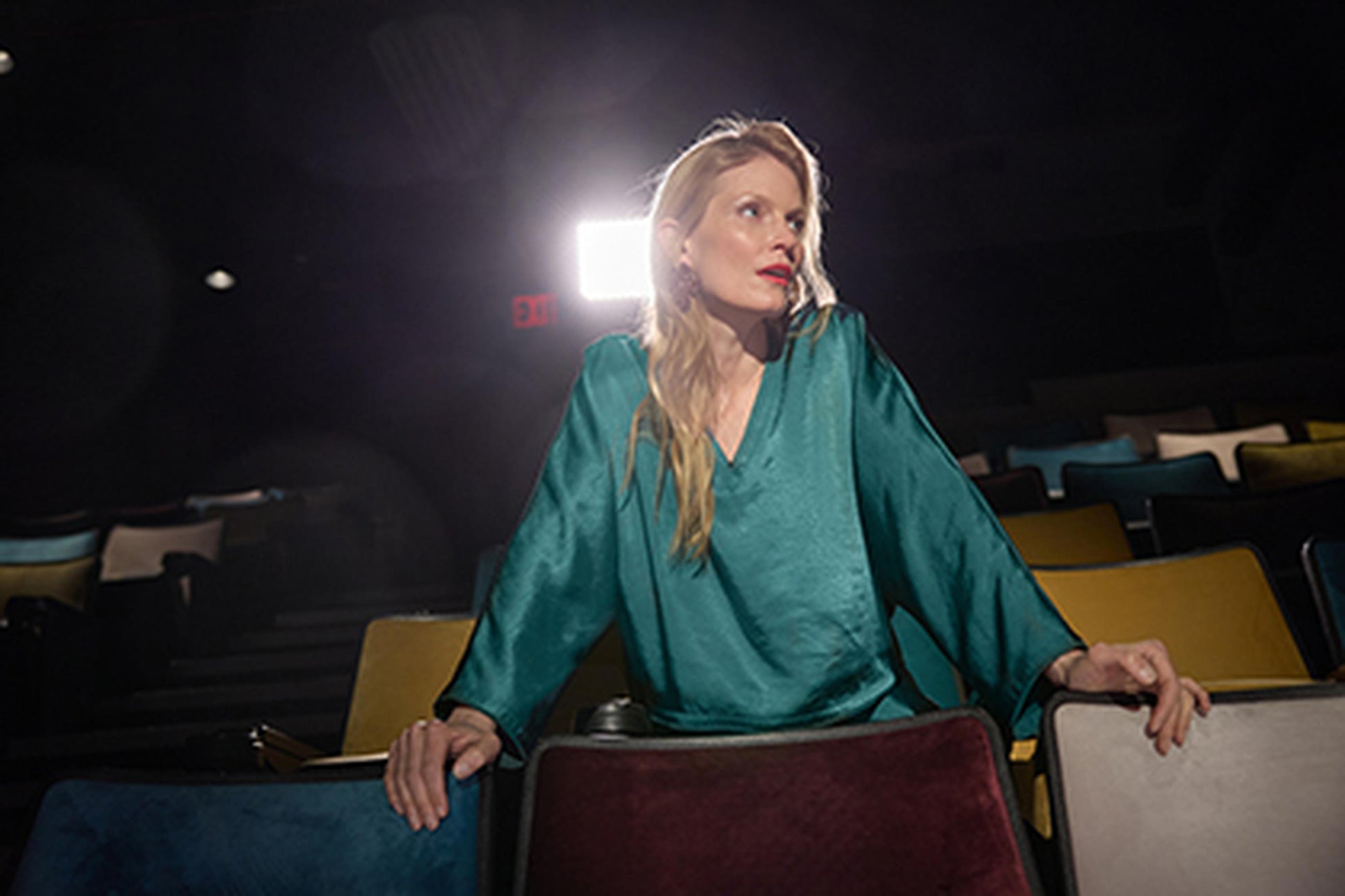 Satin V-Neck Dolman in color Neptune Image C0