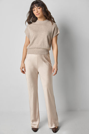 Satin Clean Front Pant in color Angora Image A0