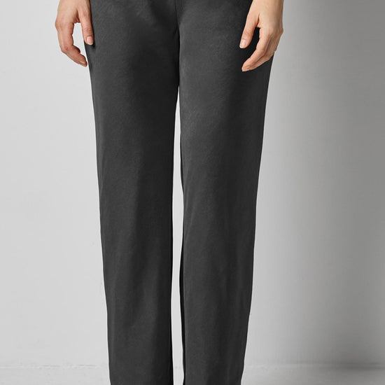 Satin Clean Front Pant in color Black Image A1