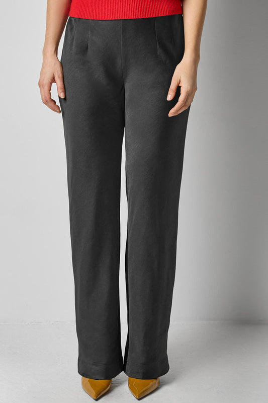 Satin Clean Front Pant in color Black Image A1