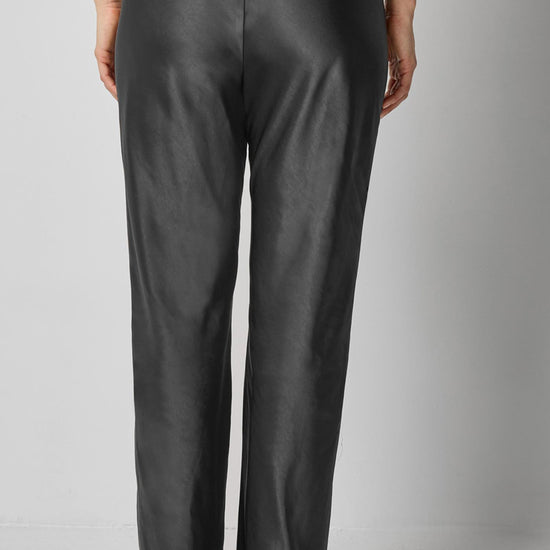 Satin Clean Front Pant in color Black Image A2