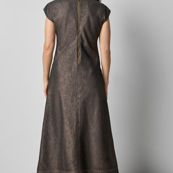 Metallic Seamed Maxi Dress in color Copper Denim Image A2