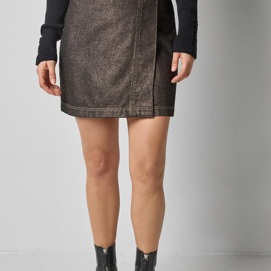 Metallic Mini Skirt in color Copper Denim Image A1