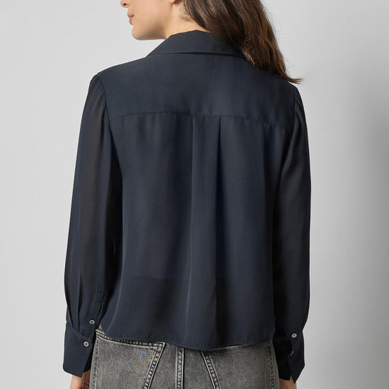 Collared Button Down Womens Top Black A2