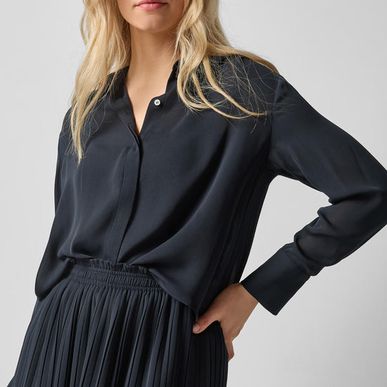 Collared Button Down Womens Top Black A3