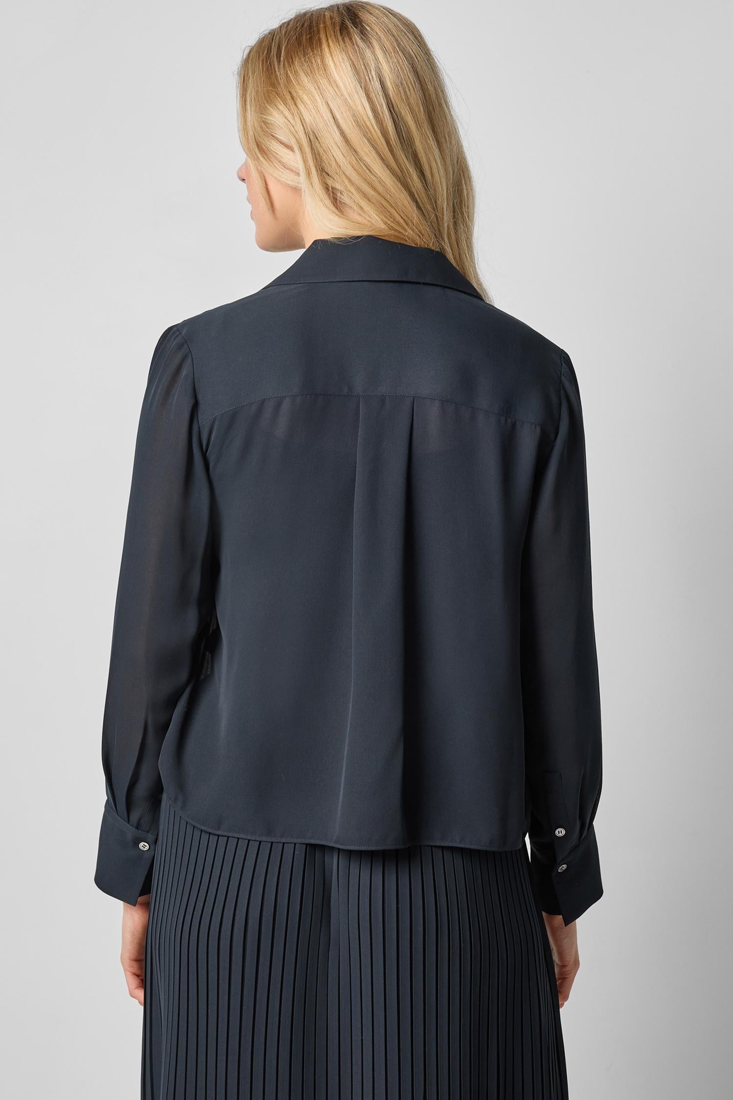 Collared Button Down Womens Top Black A4