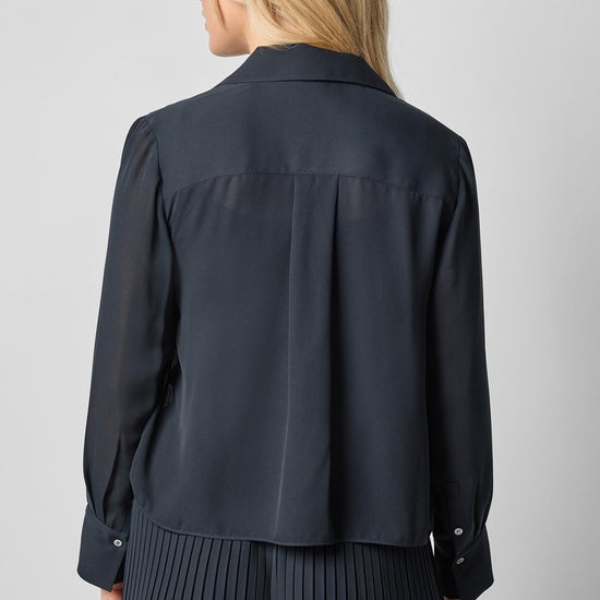 Collared Button Down Womens Top Black A4