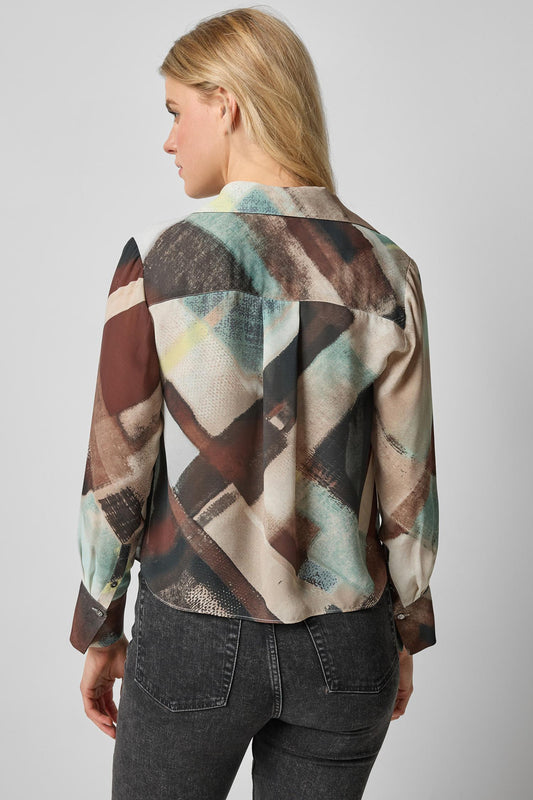 Collared Button Down in color Cappuccino Plaid Image A2