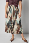 Pleated Maxi Skirt Womens Skirt Cappuccino Plaid A1