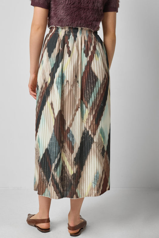 Pleated Maxi Skirt in color Cappuccino Plaid Image A2