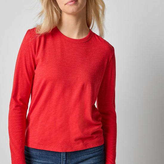 Shirred Shoulder Crewneck in color Cherry Image A1