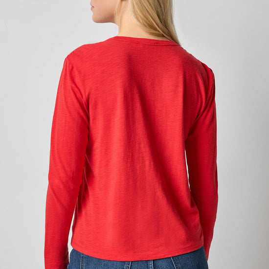Shirred Shoulder Crewneck in color Cherry Image A2