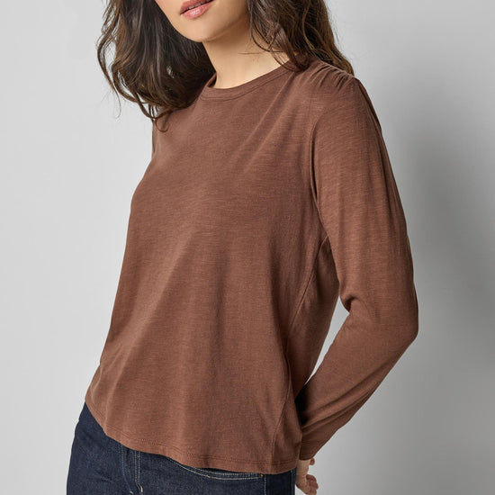 Shirred Shoulder Crewneck in color Hickory Image A1