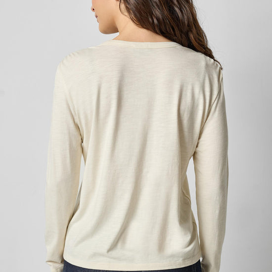 Shirred Shoulder Crewneck in color Snow Image A2