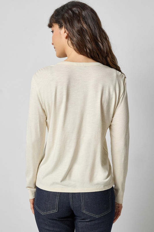 Shirred Shoulder Crewneck in color Snow Image A2