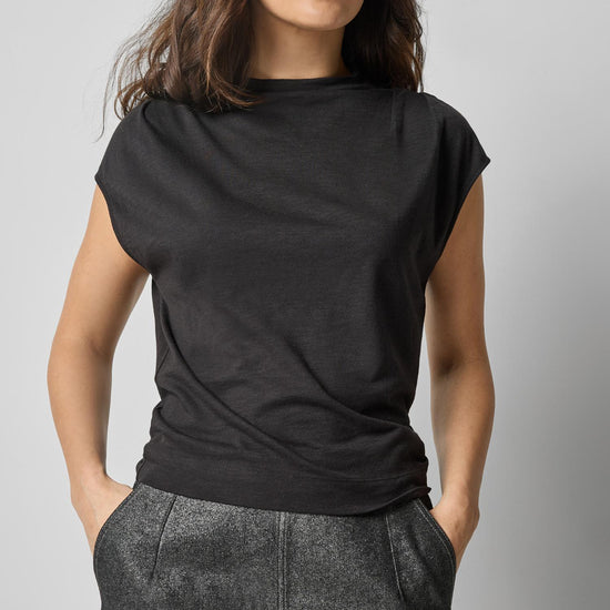 Cap Sleeve Mock in color Black Image A1